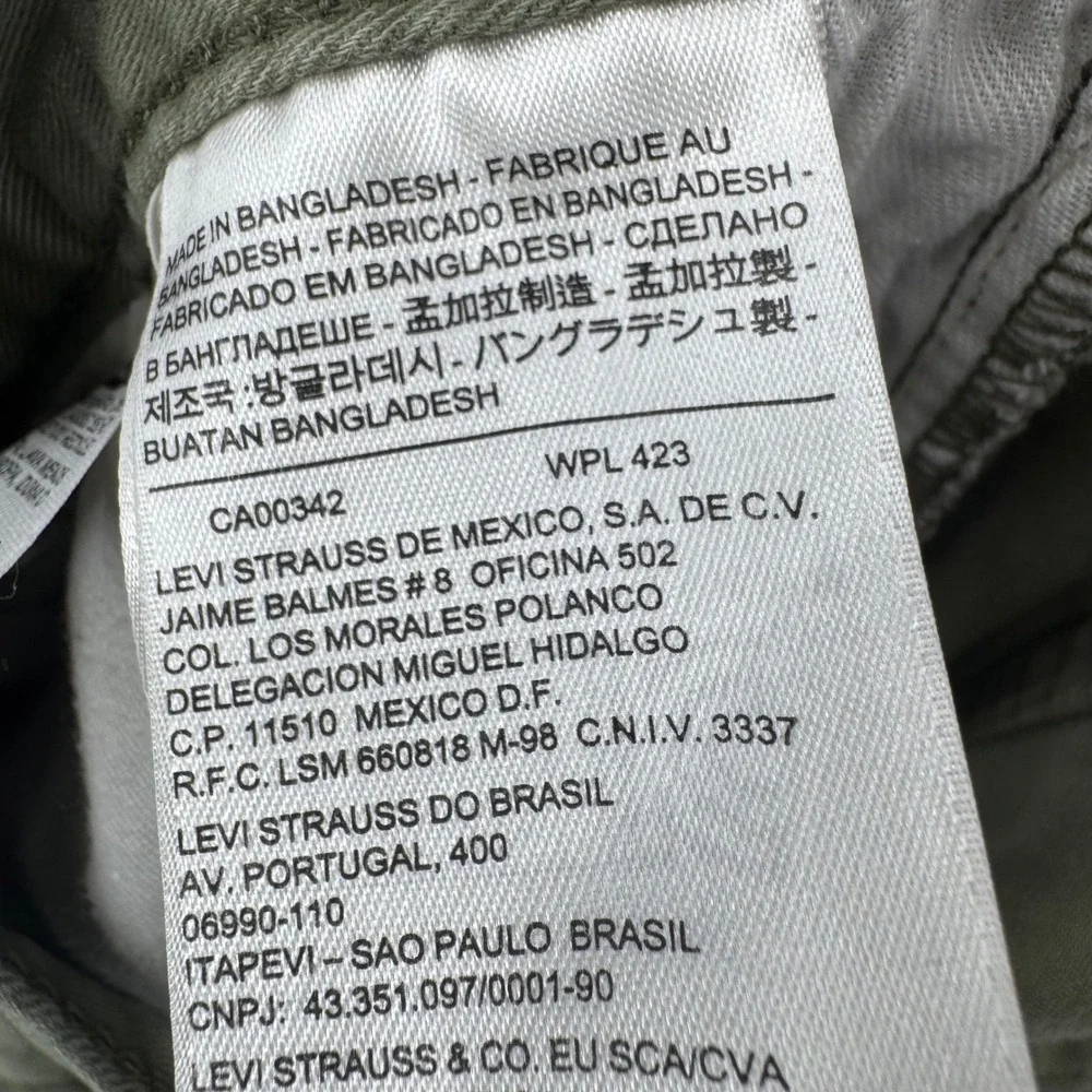 Levis 514 Straight Fit Pants Mens 36x34 Olive Green Cotton Twill Trousers